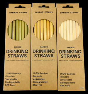 12pcs Reusable Bamboo Straws – Eco-Friendly Natural Drinking Straws + Brush