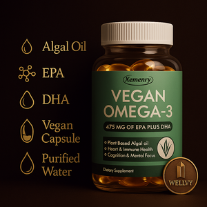 WELLVY Vegan Omega-3 — Plant-Based DHA & EPA for Cognitive, Cardiovascular, and Cellular Integrity wellvy store