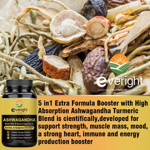 Everight Ashwagandha Capsules: Natural Energy Support, Non-GMO Vegan