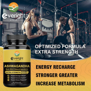 Everight Ashwagandha Capsules: Natural Energy Support, Non-GMO Vegan