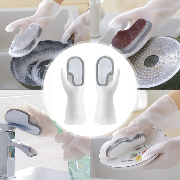 Multifunctional Kitchen Cleaning Gloves with Foundation Brush