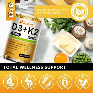 SOOMIIG Vitamin D3 + K2 Capsules: Bone & Immune Support - wellvy wellness store