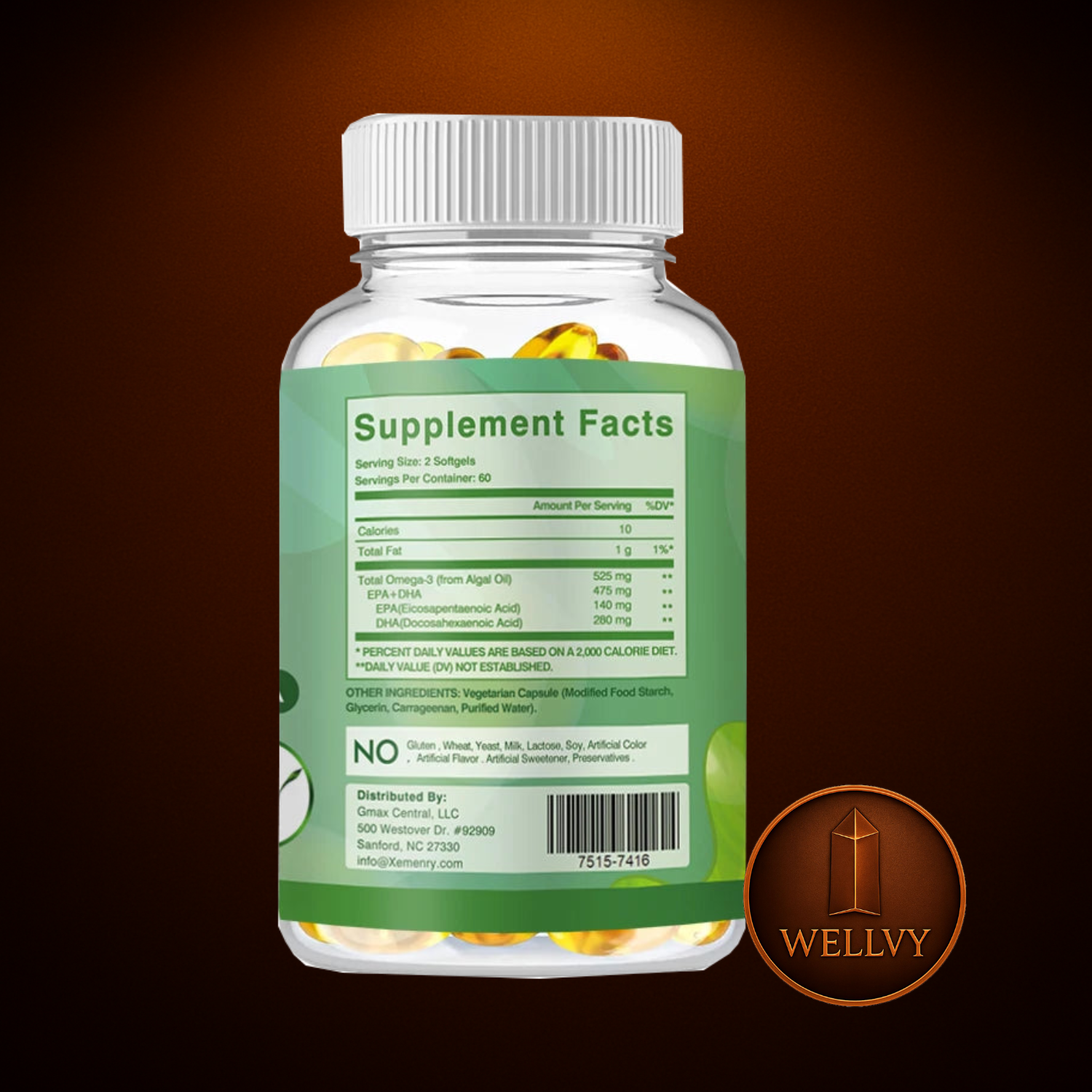 WELLVY Vegan Omega-3 — Plant-Based DHA & EPA for Cognitive, Cardiovascular, and Cellular Integrity wellvy store