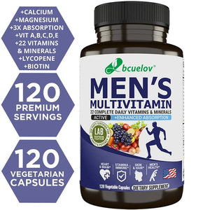 Bcuelov Men’s Multivitamin & Mineral Supplement - Daily Vitality Boost, 22 Nutrients - wellvy wellness store