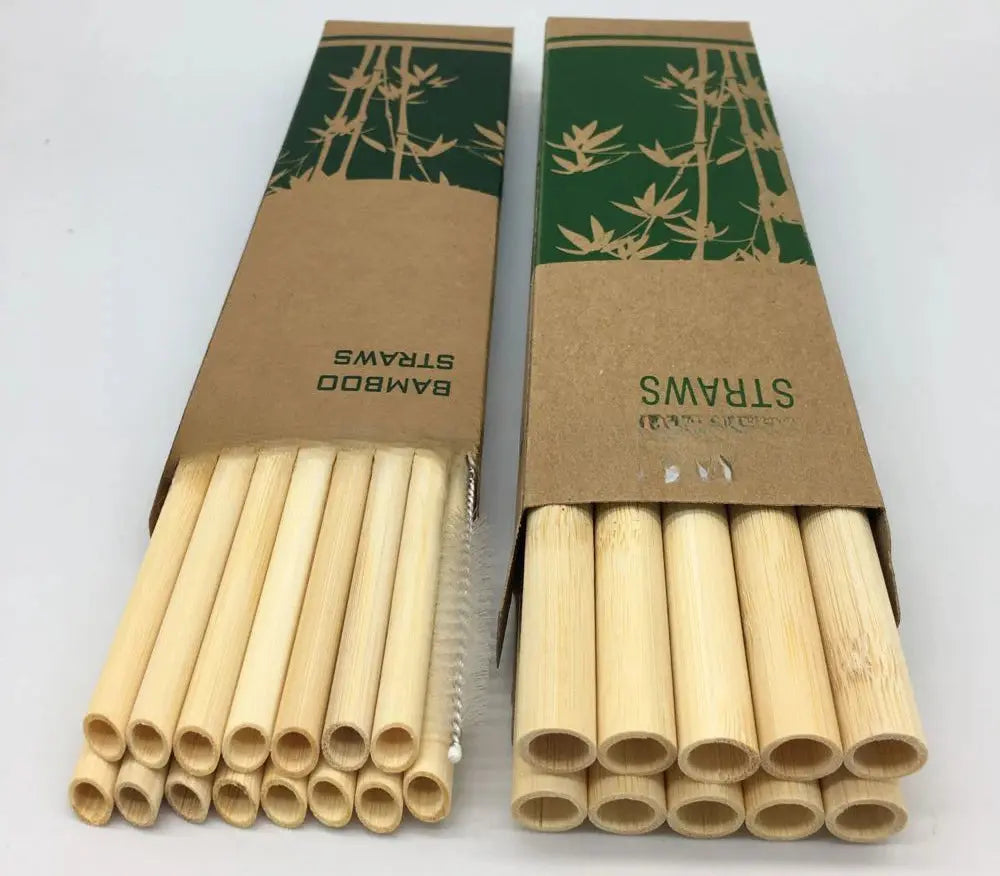 12Pcs Reusable Bamboo Straws Eco-friendly Bar Party Drinking Straw with Cleaning Brush Natural Bamboo Cocktail Straws wellvy wellness store