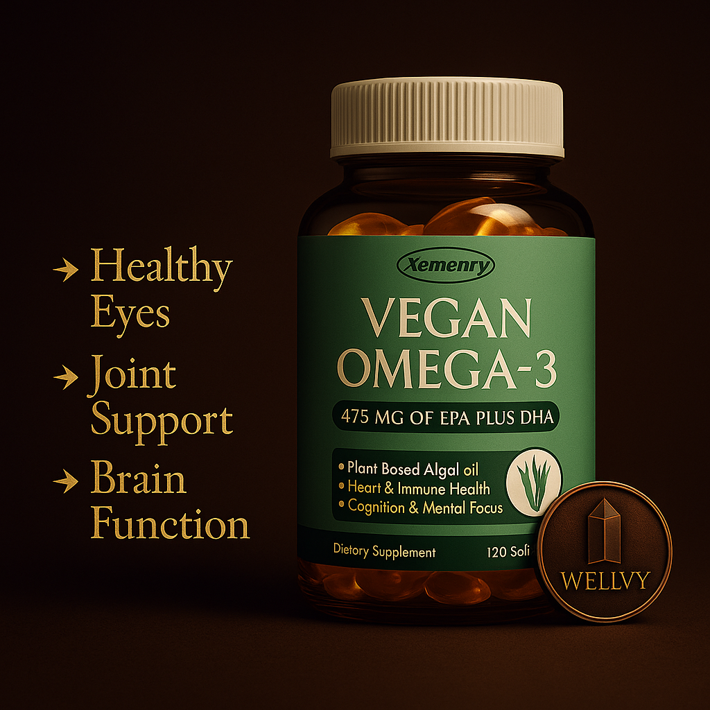 WELLVY Vegan Omega-3 — Plant-Based DHA & EPA for Cognitive, Cardiovascular, and Cellular Integrity wellvy store
