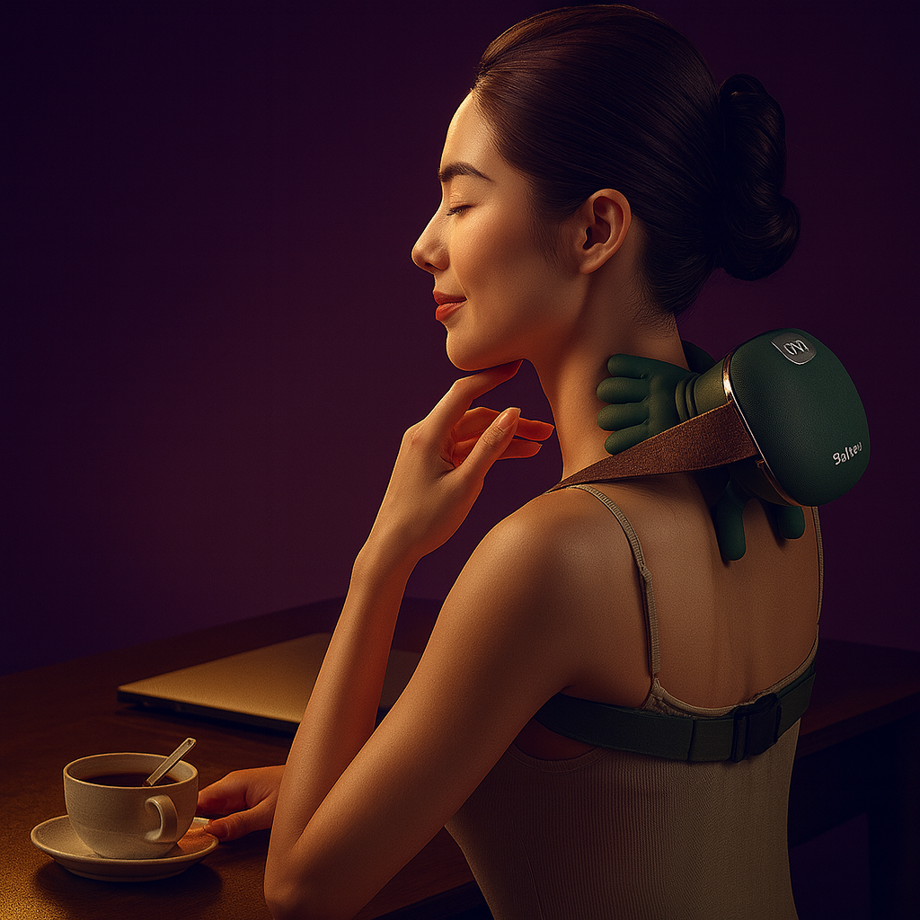 Electric Neck & Shoulder Massager – Deep Tissue Kneading, Heat Therapy, Pain Relief (Wireless) wellvy store