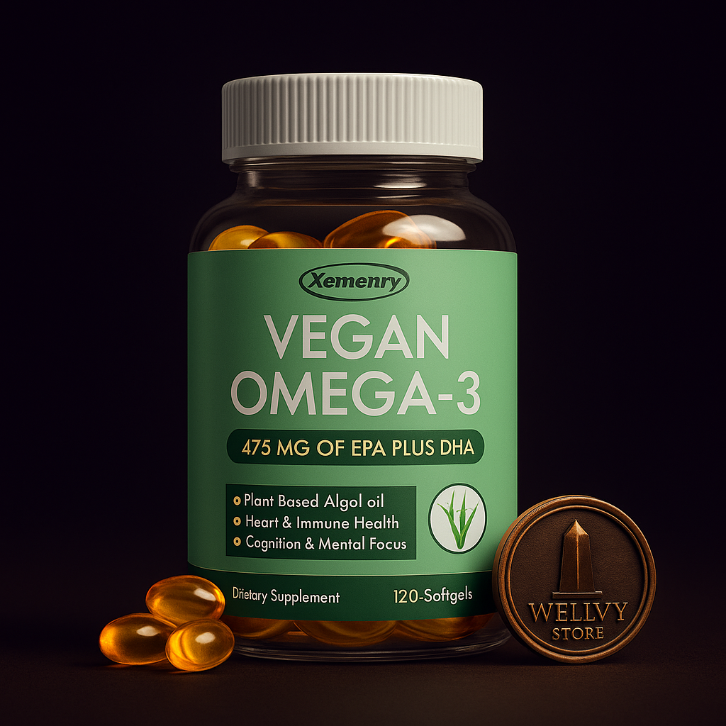 Vegan Omega-3 Capsules – EPA & DHA from Algae | Heart, Brain, Eyes, Joints & Immune Support wellvy store