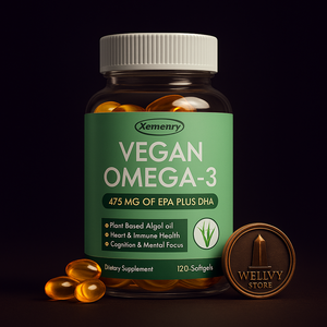Vegan Omega-3 Capsules – EPA & DHA from Algae | Heart, Brain, Eyes, Joints & Immune Support wellvy store