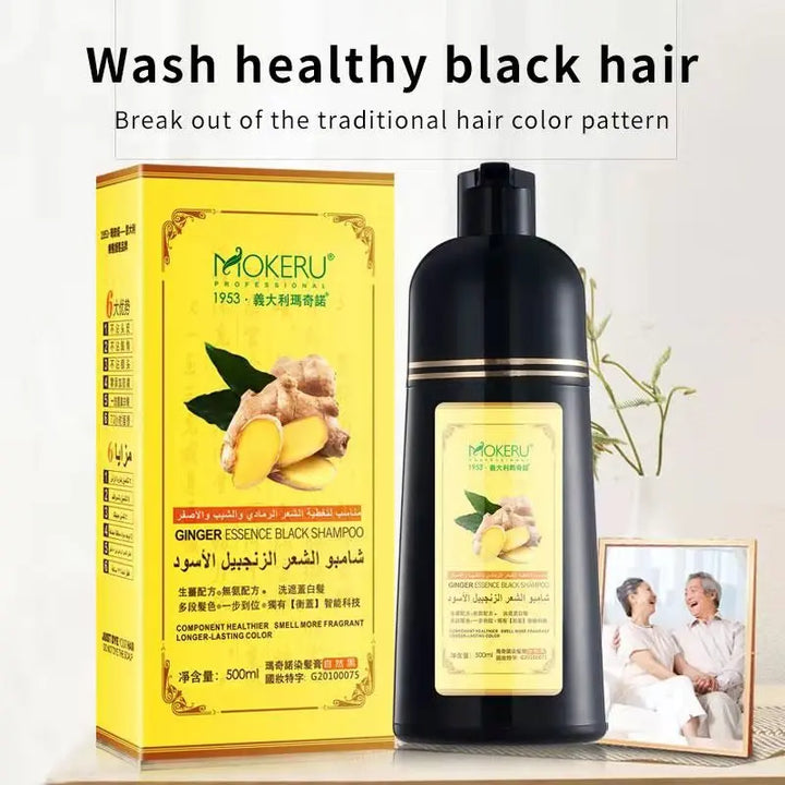 Mokeru Ginger Black Hair Dye Shampoo - wellvy wellness store