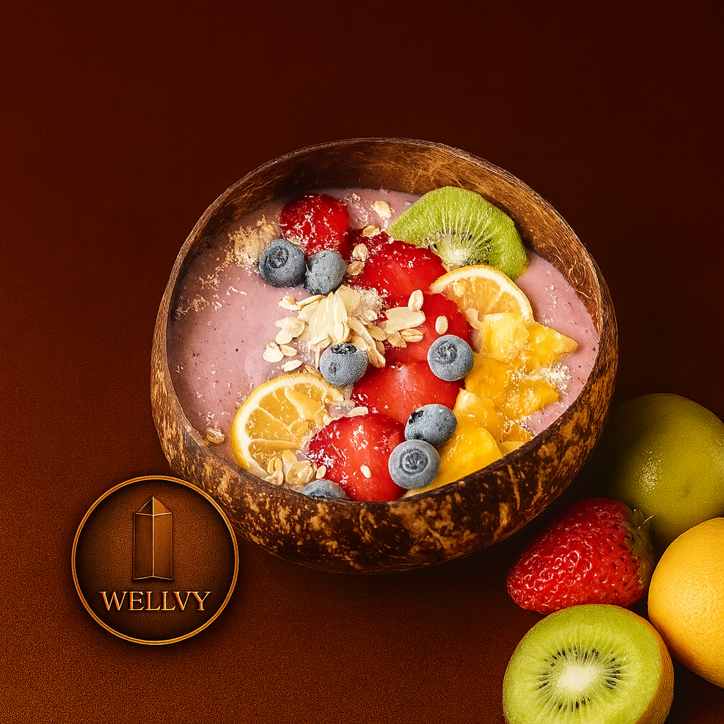 Eco-Friendly Coconut Bowl Set – 2 Handmade Coconut Bowls & 2 Wooden Spoons | Natural, Sustainable, Vegan Tableware for Salads, Smoothie Bowls & More wellvy wellness store