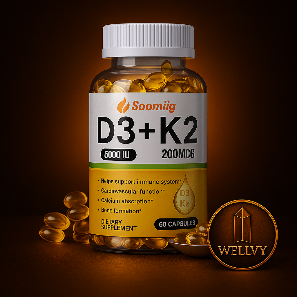 SOOMIIG Vegan Vitamin D3 + K2 Capsules – Bone, Heart & Immune Support wellvy wellness store