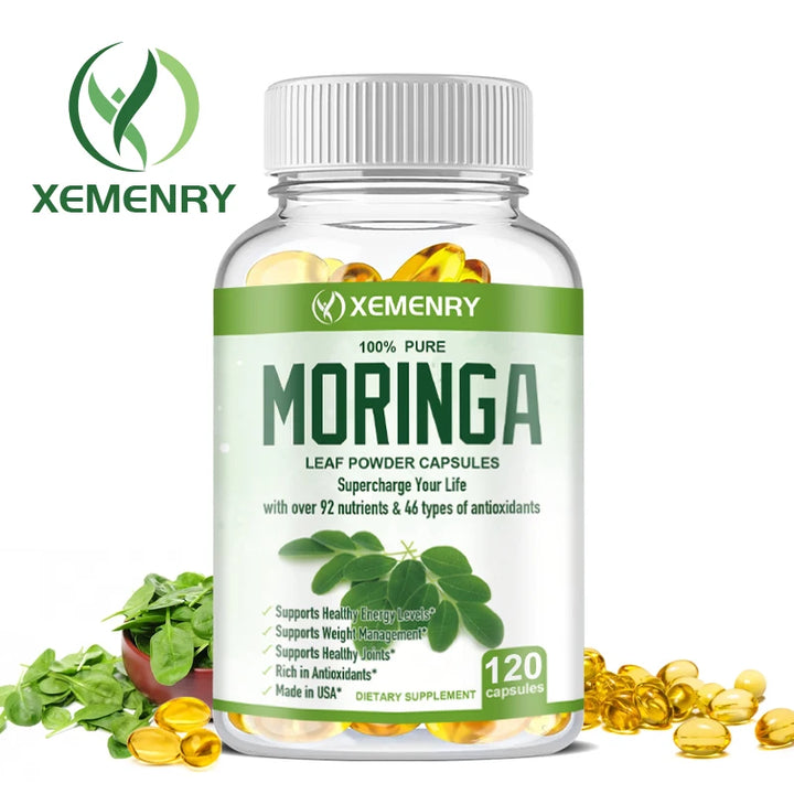 Pure Organic Moringa Capsules by XEMENRY - Premium Nutrient-Rich Dietary Supplement