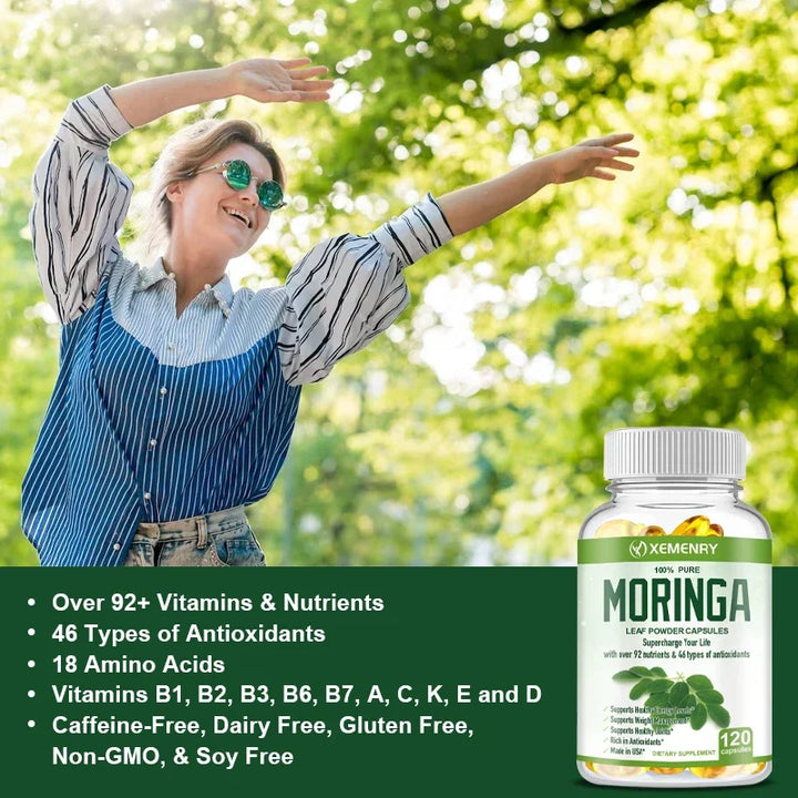 Pure Organic Moringa Capsules by XEMENRY - Premium Nutrient-Rich Dietary Supplement - wellvy wellness store