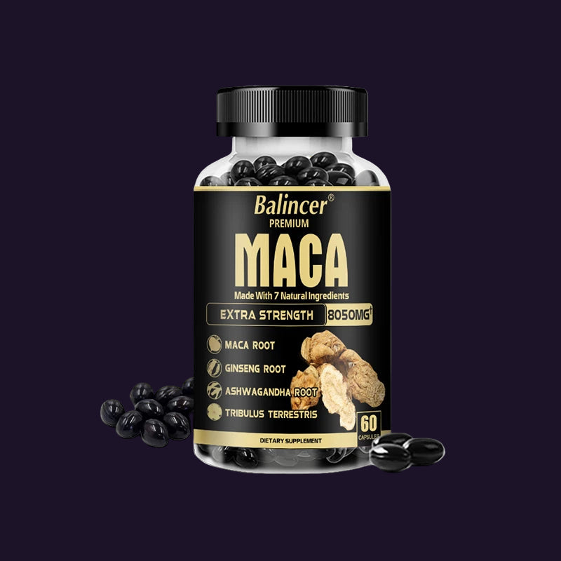 Balincer Maca Supplement - with Ginseng Ashwagandha Tribulus Terrestris 8050mg - Muscle Mass, Endurance and Vitality wellvy store