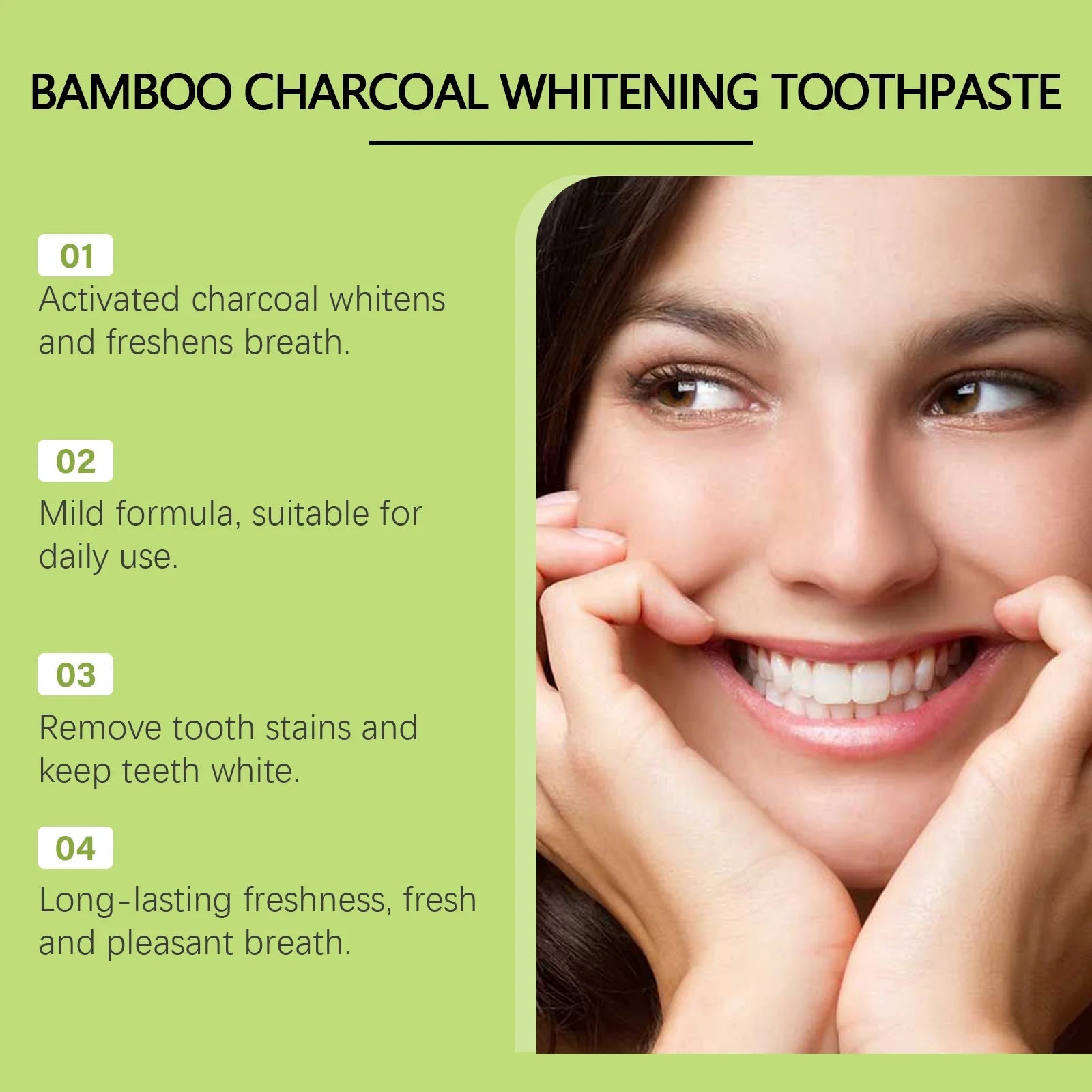 Bamboo Charcoal Toothpaste | Deep Cleansing, Stain Removal & Fresh Breath – 85g