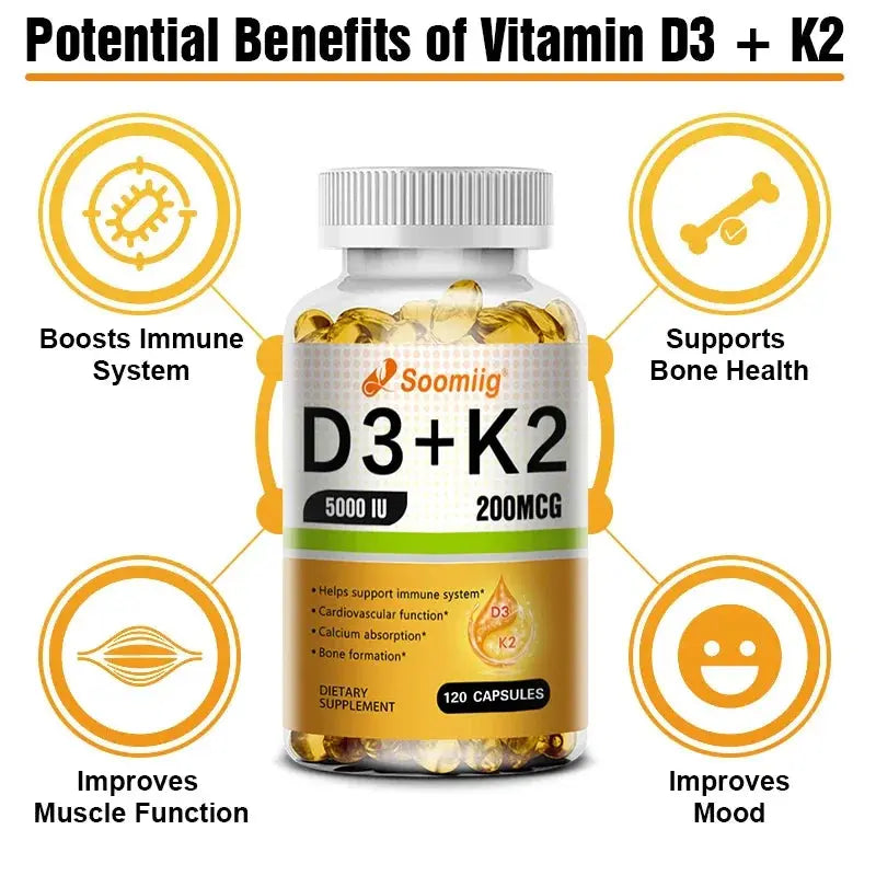 SOOMIIG Vitamin D3 + K2 Capsules: Bone & Immune Support - wellvy wellness store