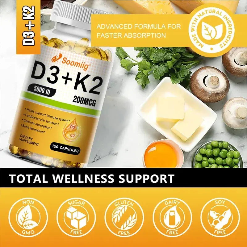 SOOMIIG Vitamin D3 + K2 Capsules: Bone & Immune Support - wellvy wellness store