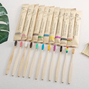10-Pack Bamboo Toothbrush Set – Eco-Friendly, Biodegradable, Natural Oral Care