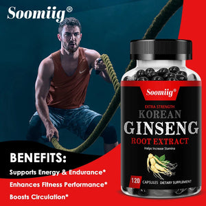 Vegan Korean Ginseng Supplement – 120 Capsules for Energy, Focus, Memory, Performance & Immune Support