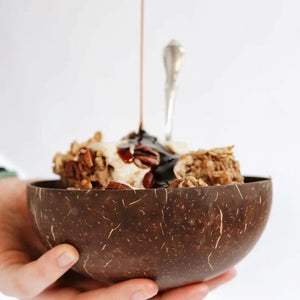 Eco-Friendly Coconut Bowl Set – 2 Handmade Coconut Bowls & 2 Wooden Spoons | Natural, Sustainable, Vegan Tableware for Salads, Smoothie Bowls & More