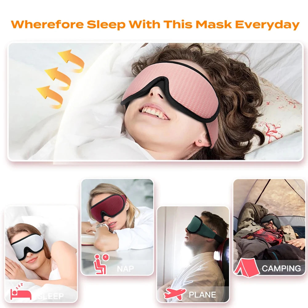 WELLVY 3D Contoured Sleep Mask – 100% Light Blocking, Ultra-Soft, Breathable Eye Mask for Deep Sleep, Travel & Relaxation
