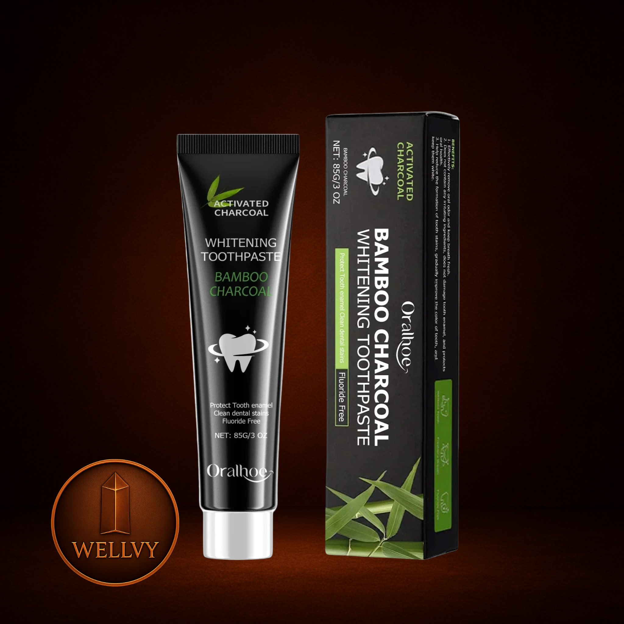 Bamboo Charcoal Toothpaste | Deep Cleansing, Stain Removal & Fresh Breath – 85g wellvy wellness store