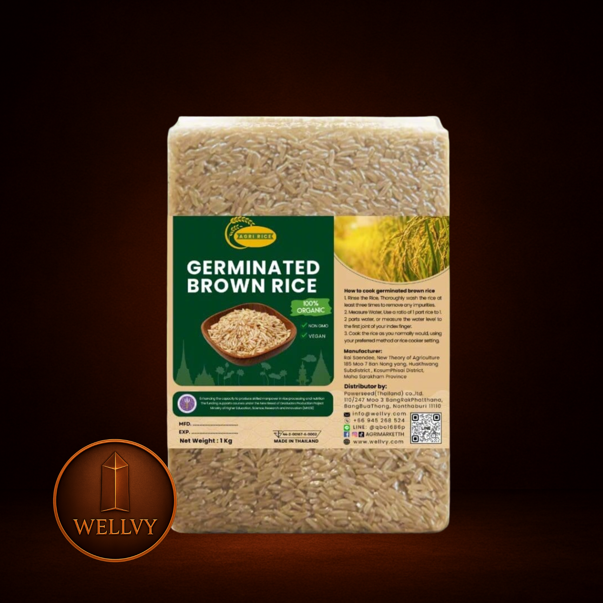 Agri Premium Organic Germinated Brown Rice - Nutrient-Rich and Easy to Digest wellvy wellness store