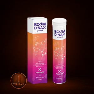BOOM D-NAX supplement packaging on a dark background