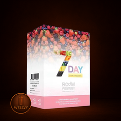 7 Day Room Riberry packaging with colorful fruit illustration on a dark background