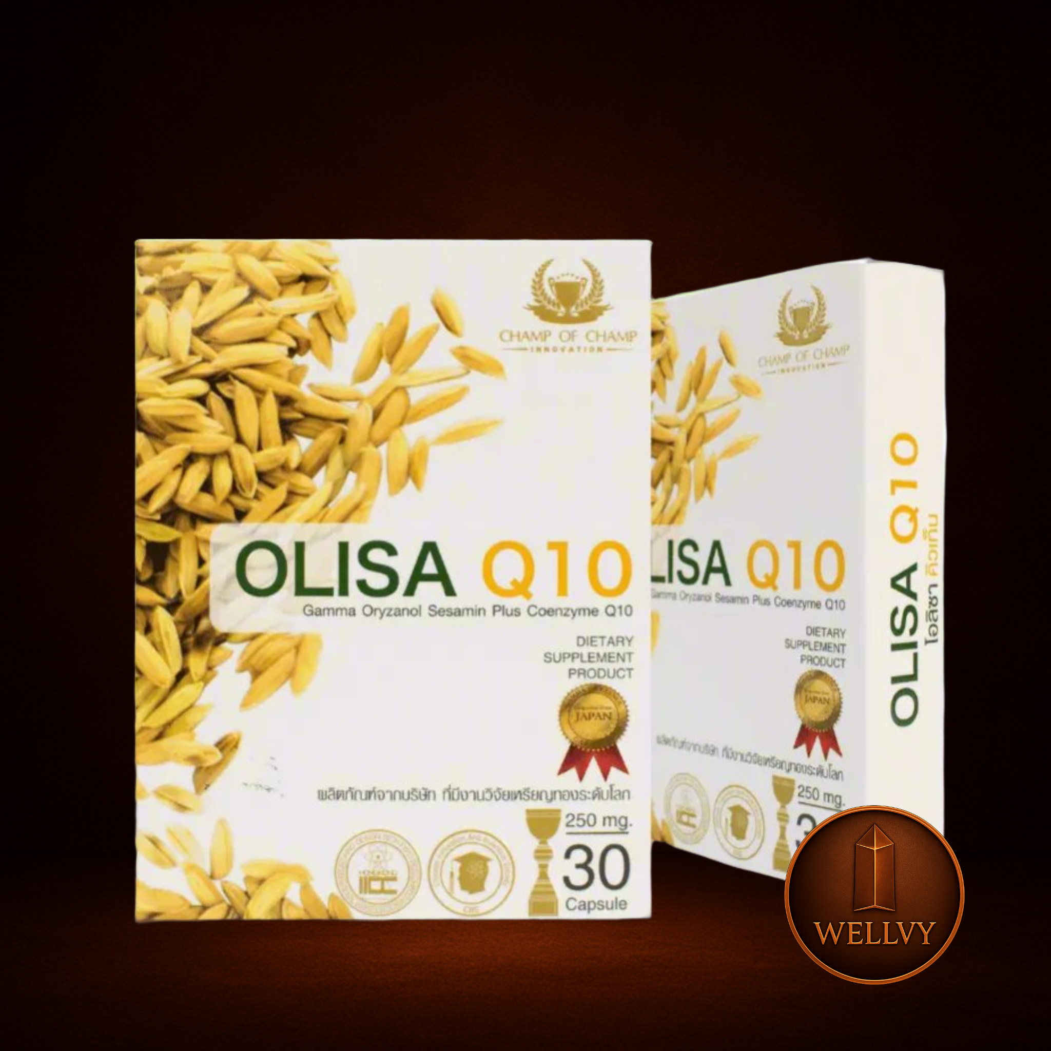 Olisa Q10 Dietary Supplement – Gamma Oryzanol & Coenzyme Q10 for Sleep, Skin, and Hormone Balance WELLVY