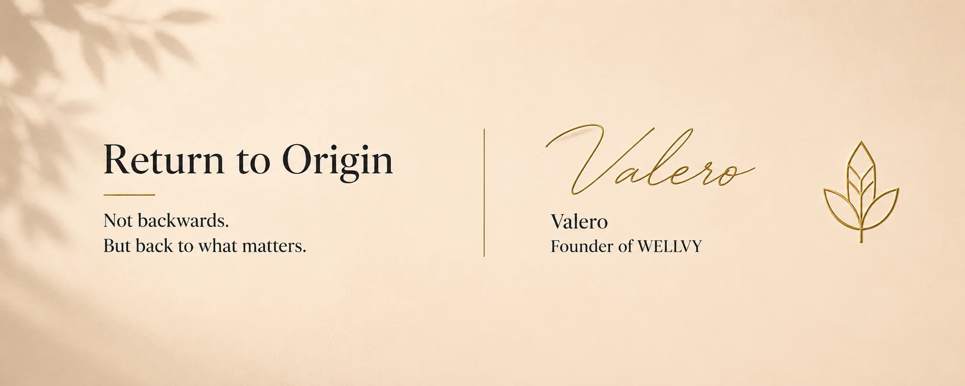 Beige banner with text 'Return to Origin' and 'Valero' by Welly on a beige background.