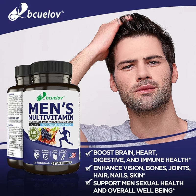 Bcuelov Men’s Multivitamin &amp; Mineral Supplement - Daily Vitality Boost, 22 Nutrients - wellvy wellness store