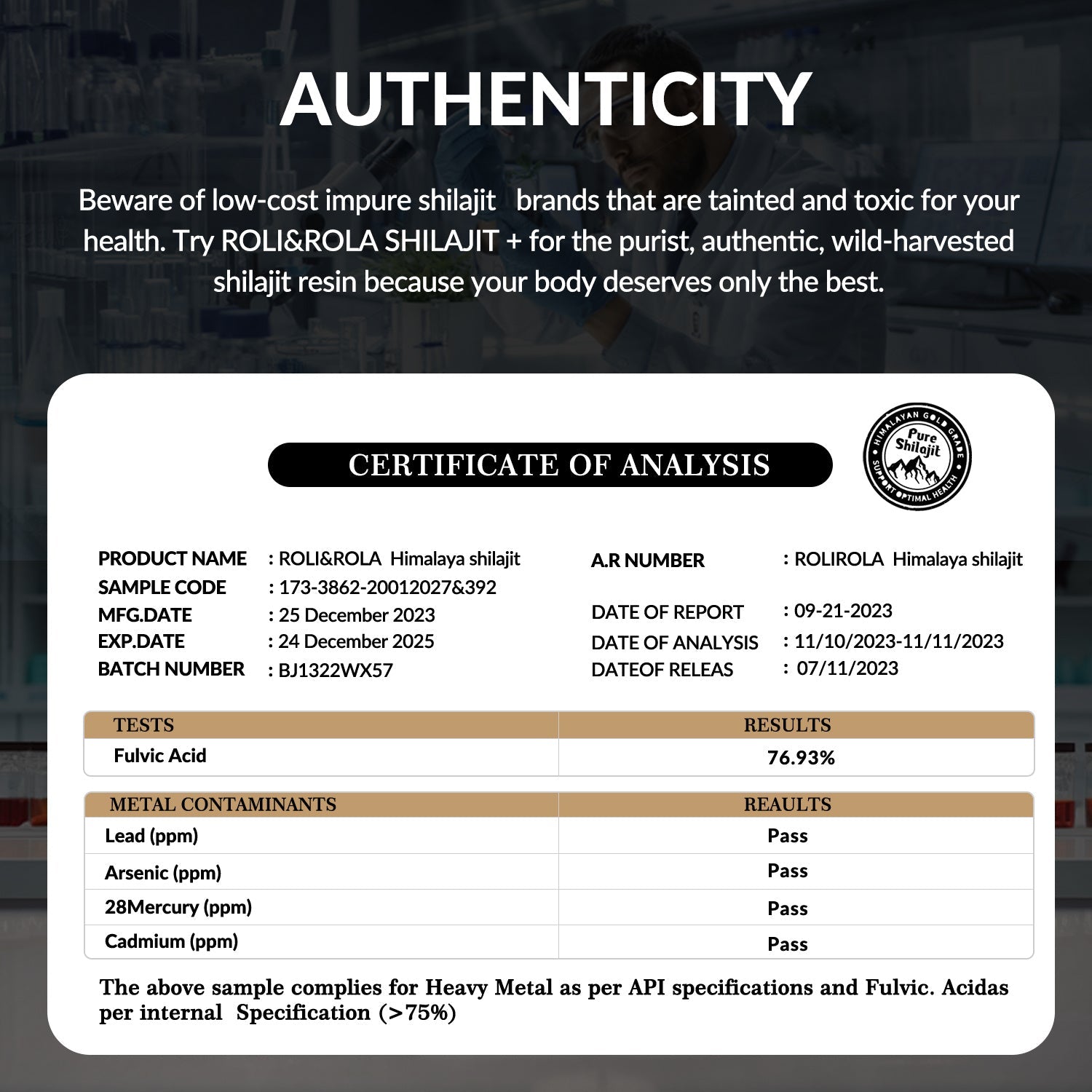 ROLI&ROLA Pure Himalayan Shilajit Resin – 50g | Gold Grade, Natural Energy & Vitality Booster