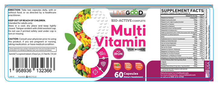 LIVEGOOD BIO-ACTIVE COMPLETE MULTI-VITAMIN FOR WOMEN WITH IRON - wellvy wellness store