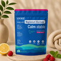 LOCRED magnesium glycinate supplement package with lemon, raspberry, and towel in the background