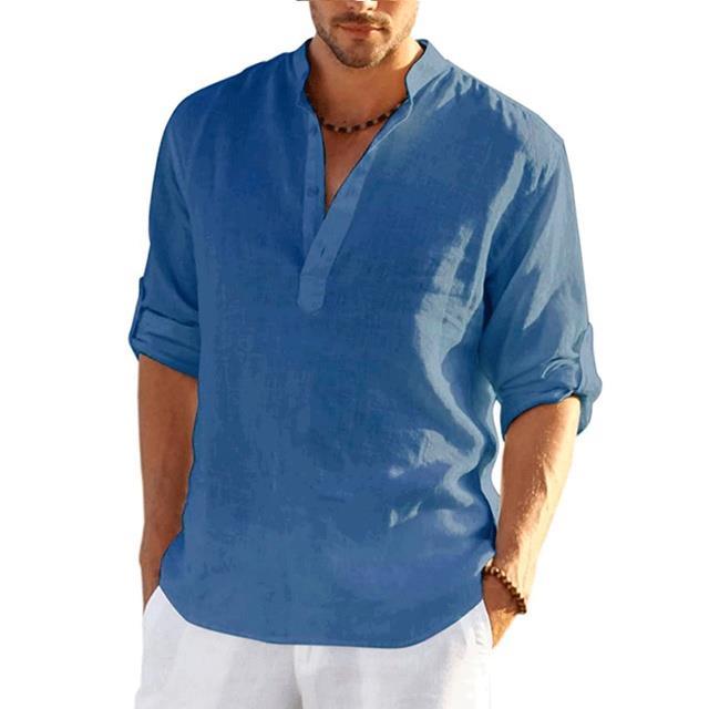 Men's Linen Long Sleeve Shirt - wellvy wellness store