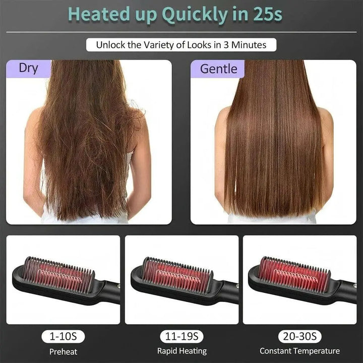New Electric Straightening Curling Iron Hairbrush - wellvy wellness store
