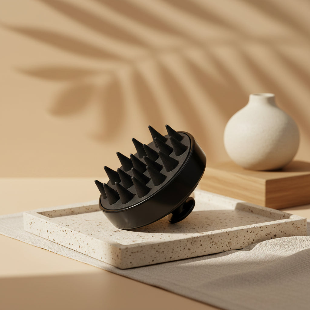Black hair dryer diffuser on a dark background