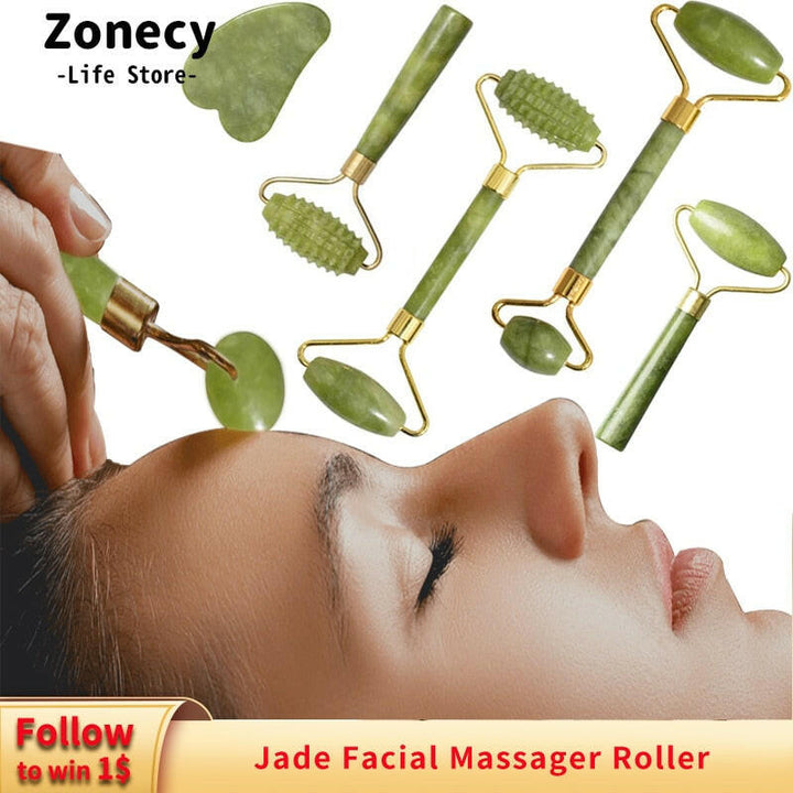 Zonecy Natural Jade Facial Massager Roller For face, neck and body - wellvy wellness store